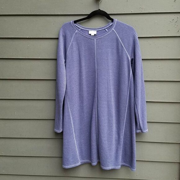 J Jill Blue Stripe Cotton Knit Dress Size Medium - Picture 11 of 11